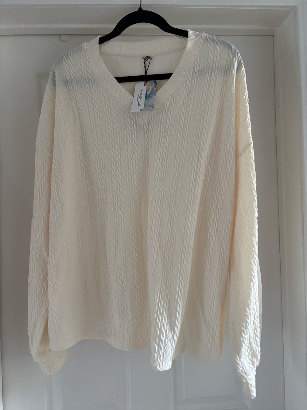 Magnolia Cream Textured V-Neck Blouse